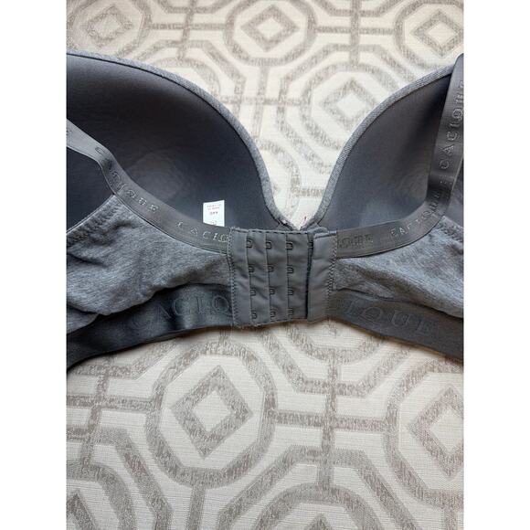 Cacique Boost Plunge Bra Gray Size 44D Push-Up Underwire Lightly Lined Support - Picture 2 of 7